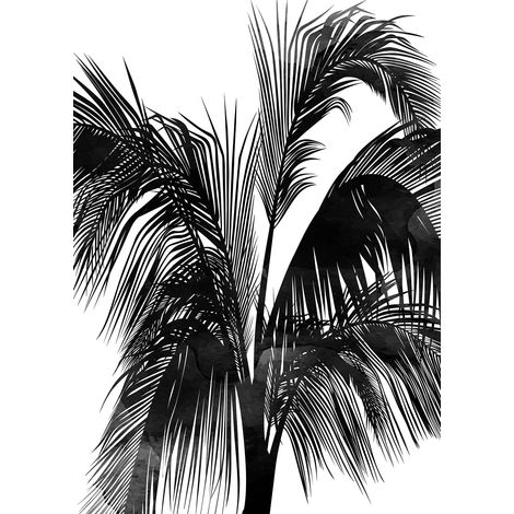 Papier peint panoramique tendance pour bureau Tapisserie panoramique noir et blanc Papiers peints panoramiques à motif palmier (1/2)