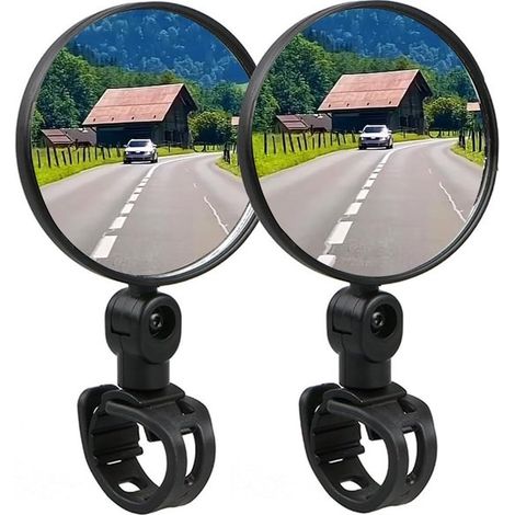 2 Specchietti retrovisori per bicicletta, girevoli a 360°, pieghevoli, universali per manubri da 15-35 mm, per bici da strada, scooter e mountain bike. (1/5)