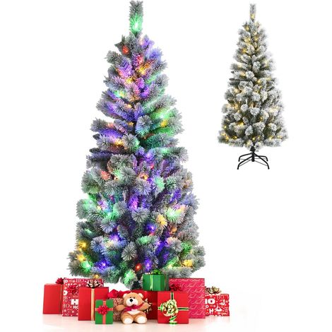 5FT Illuminated Artificial Christmas Tree W/ LED Lights Auto Open 9 Flash Mode (1/5)