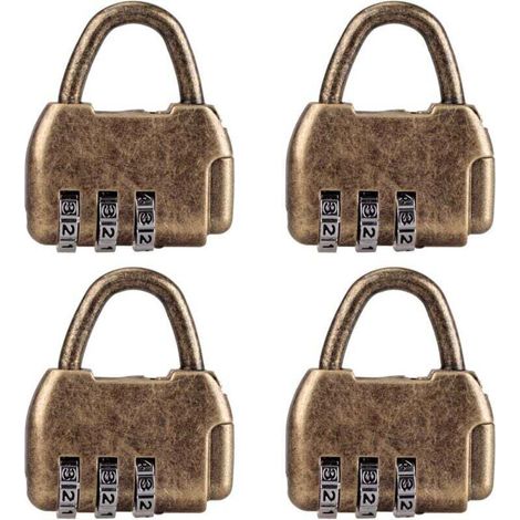 Lot de 4 mini cadenas à combinaison rétro pour journal intime, bagages, cadenas à code vintage