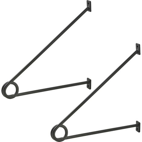 SOTECH Rundstabhalterung 260 x 250 x 20 mm für Garderobe & Küchenreling mit Stangen-Ø bis 30 mm, Schwarz matt pulverlackiert, 1 Paar