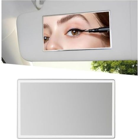 Ohleats Miroir de pare-soleil de voiture, miroir cosmétique en acier inoxydable pour femme, petite amie, 15 x 9 cm, miroir de maquillage à coller sur le dossier de siège, accessoires de voiture (1/5)