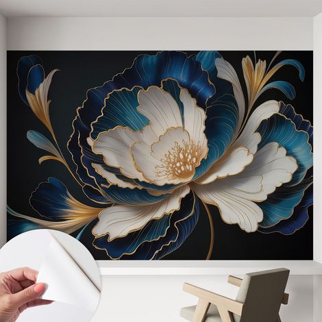 Selbstklebend Tapete - abwaschbar - Raumgestaltung Schlafzimmer Wohnzimmer Tapete Blumenmuster 152x104 cm (1/5)