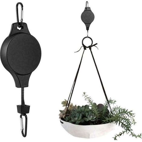 2 crochets de jardin, rétractables et réglables, charge élevée, pour plantes suspendues, balcons et patios (1/5)