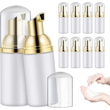 Packung mit 10 leeren 30-ml-Kunststoffpumpenflaschen für Schaumseife, wiederbefüllbar für Reisen: Flüssigseife, Duschgel, Shampoo, Lotion usw. (1/5)