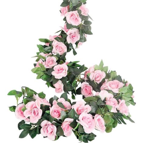 Guirlandes De Roses Vrilles De Roses Artificielles, 4 Pièces (70 Cm) En Soie Artificielle, Guirlandes De Fleurs Pour La Maison, Le Bureau, Le Jardin, La Décoration (Rose) (1/5)