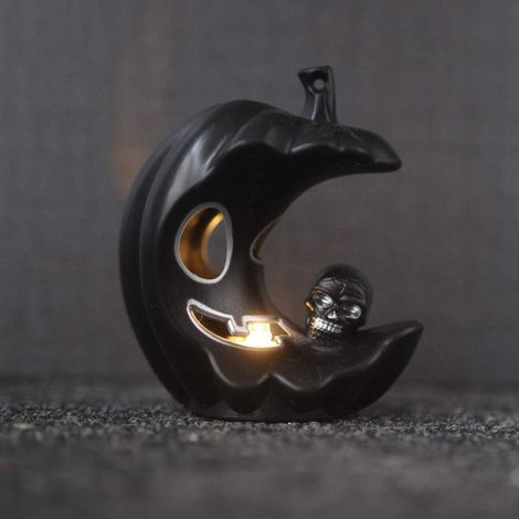 Lot de 3 lanternes citrouilles vintage en métal et verre – Lanternes lumineuses LED pour décoration intérieure/extérieure (jardin, table, fête d'Halloween)