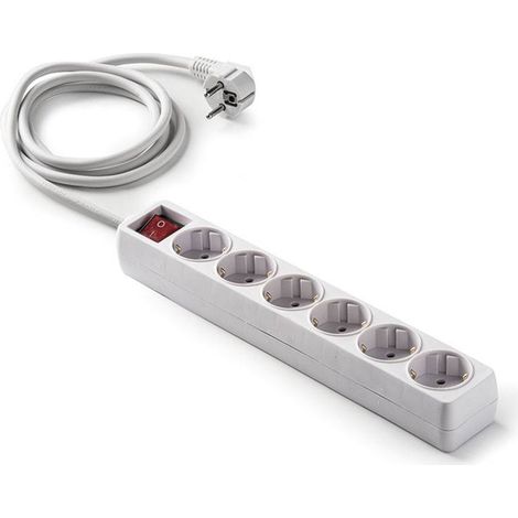Base enchufe múltiple DUOLEC con interruptor cable 1.5m blanco. 6 tomas - talla (1/2)