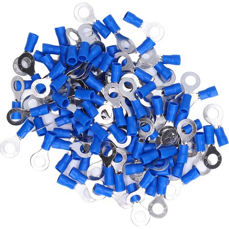 100 cosses annulaires pré-isolées en cuivre et PVC à sertir pour machines, calibre AWG 16-14 (1/5)