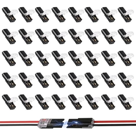 40 x Waterproof 2-Pin Electrical Connector with Lock Buckle, Quick Connector for 18-22 AWG Low Voltage Cable, for LED Strips, Cars and Electrical Applications (1/5)