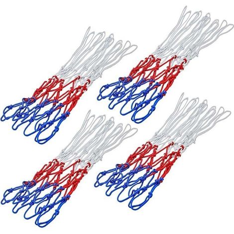 Lot de 4 filets de basket-ball robustes de rechange pour panier de basket-ball coloré, pour jantes intérieures et extérieures (1/5)
