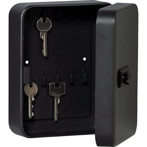 Extra-large combination key box, wall-mounted outdoor key safe, large internal key storage, black (1/5)