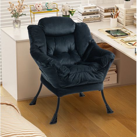 Sillón relax 70x20x77 cm negro en metal con soporte cervical y bolsillo lateral (1/4)