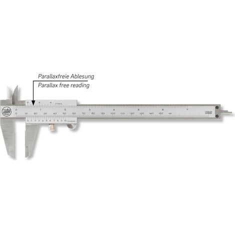 Taschenmessschieber active inox Tiefenmaß eckig 150 mm mit Feststellschraube