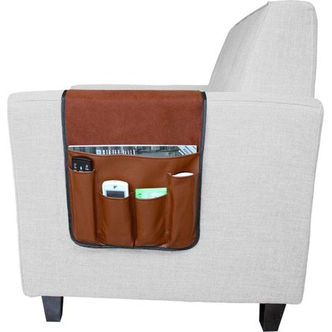 Sofa and Armchair Storage Pouch Hanging on Armrest Waterproof Non-Slip Leather Storage Bag for Storing Remote Control Mobile Phone Book Magazine (1/5)