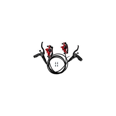 royaluxe -Freins à disque hydrauliques de vélo Ensemble d'étriers avant arrière pour VTT VTT Kit de levier de frein gauche droite avec rotor à disque de 160 mm (rouge, avant gauche et arrière droit) (1/5)