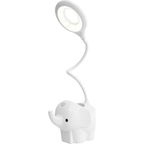 Lampe de Bureau, Lampe de Table Led Dimmable lampe d’enfant Dimmable 3 Niveaux de Luminosité Protection des Yeux Contrôle Tactile Sans Fil USB Recharge, Porte Stylo et Support de Téléphone Blanc (1/5)