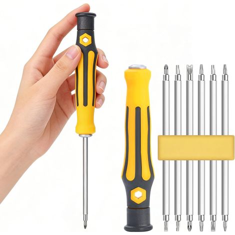 12-in-1 Schraubendreher-Set mit magnetischem Bithalter – Multifunktionale Bits: Phillips, Schlitz, Sechskant, Vierkant und Y-förmig – Robustes 17 cm Reparaturwerkzeug, ideal für Heimwerkerprojekte (Ge (1/5)