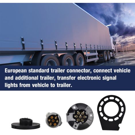 Connecteur prise remorque 12V 7 broches, support adaptateur pour caravane, attelage tracteur, kit fixation universel (1/5)