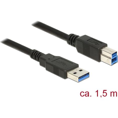 Delock Cable USB 3.0 Tipo-A macho  USB 3.0 Tipo-B macho de 1,5 m negro