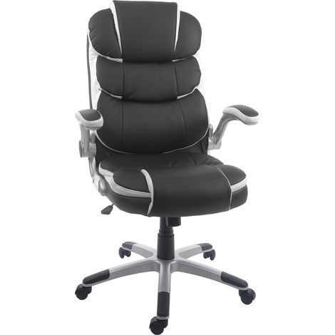 Poltroncina sedia da ufficio su ruote regolabile in altezza girevole in sintetico nero 040001843
