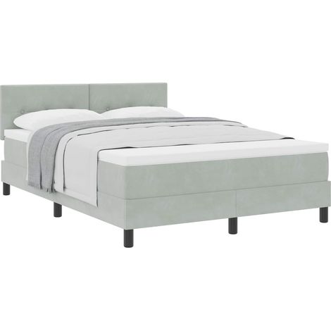 Maison Exclusive - Letto a molle con materasso Grigio chiaro 140 x 190 cm Velluto