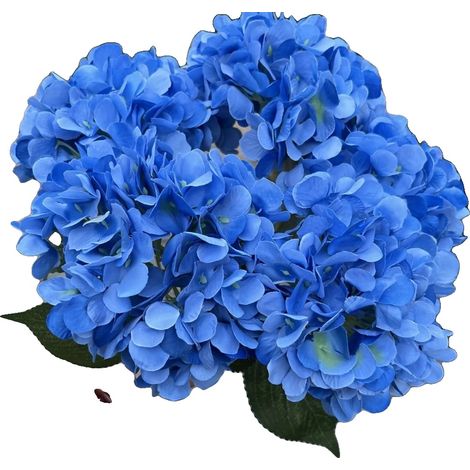 Fiori di ortensia artificiali, design realistico in seta, composizione floreale versatile, blu (1/2)