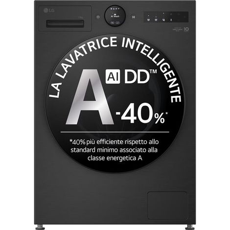 LG F4X7013TBB Lavatrice 13kg AI DD Serie X7, Classe A-40%, 1400 giri, Display Easy Circle, Wi-Fi, AI Wash, TurboWash