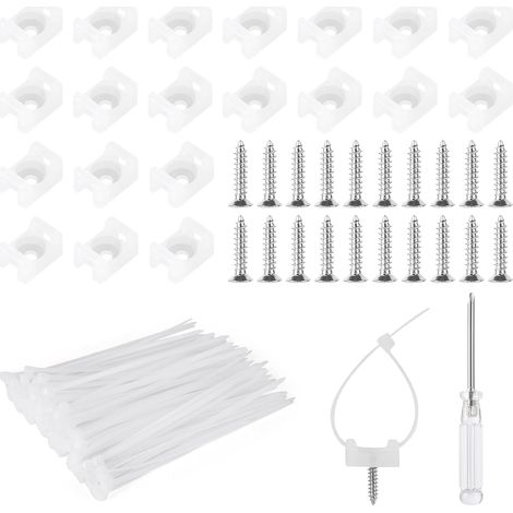 500 PCS Fixations de Serre-Câbles, Attaches de Câble avec Base de Montage d'Attache-Zip, Vis et Tournevis, Colliers de Serrage en Nylon pour Fixation et Organisation (1/5)