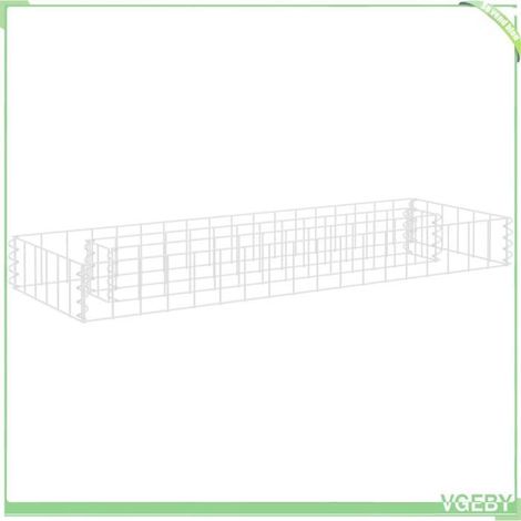 Lit surélevé à gabion - FAFEICY - 145628 - acier galvanisé - 90x30x10 cm - argenté (1/5)