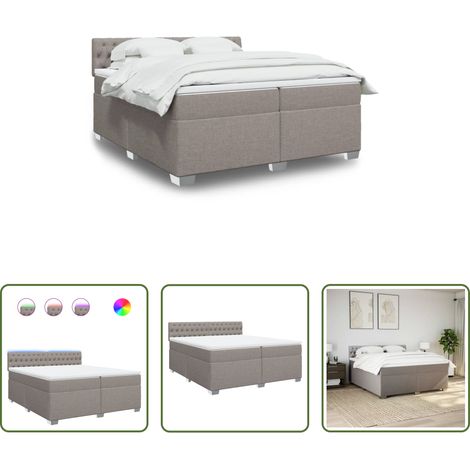 vidaXL Surmatelas - Sommier à lattes de lit avec matelas Taupe 200x200 cm Tissu (1/5)