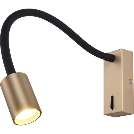LED-Wandleuchte – 1 Stück – Messing und Schwarz – Flexibler Schwanenhals – Ideal zum Lesen und Arbeiten – 380 mm (1/5)