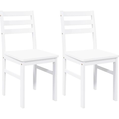 Lot de 2 Chaises à manger，Chaise de cuisine blanc bois massif caoutchouc CFW57366 (1/5)