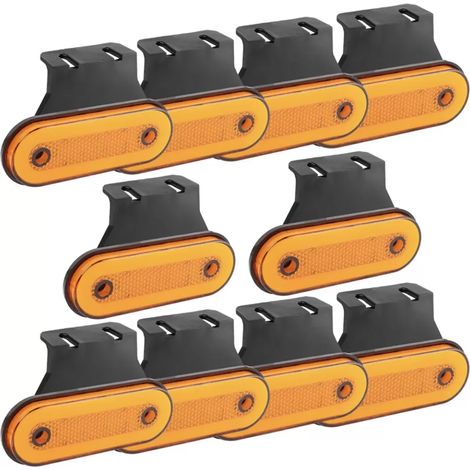 Feu De Position Latéral - 12 V 24 V - Oval - Jaune - IP67 - Pour Camions Remorques Bus - 118 X 43 X 12 Mm - Lot De 10 (1/5)