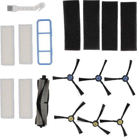 Kit balais et filtres pour robot aspirateur ILife A7 A9S : brosse principale, brosses latérales, préfiltre et brosse longue (1/5)