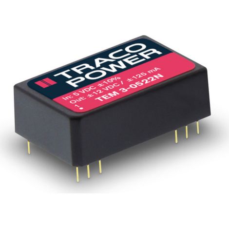 TracoPower TEM 3-2422N DC/DC-Wandler, Print 24 V/DC 12 V/DC, -12 V/DC 125 mA 3 W Anzahl Ausgänge: 2
