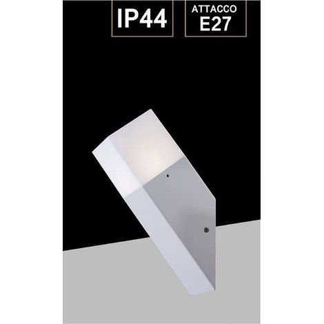 Trade Shop - Applique A Muro Obliquo Esterno Attacco E27 In Alluminio Lampada Parete Ip44 B250 - Blanco (1/5)