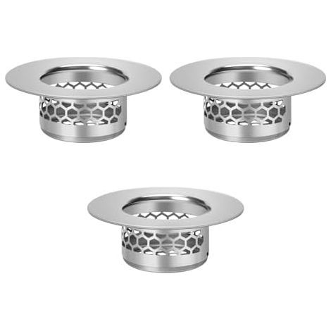 CSPARCV Set mit 3 Edelstahl-Spülbeckensieben, universelles Abflusssieb, Duschabflusssieb, geeignet für Badezimmer-, Waschbecken- und Küchenspülen (1/5)