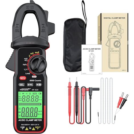 Le multimètre à pince numérique NOYAFA est adapté aux tests de tension AC/DC de 600 V, de courant AC élevé, de capacité, de diodes, de continuité, de température et de rapport cyclique de fréquence. (1/5)