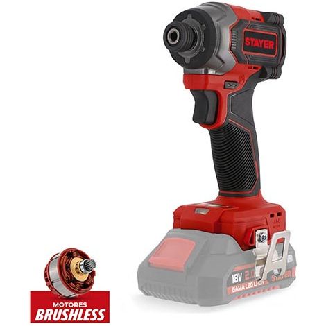 STAYER IS 230 BRUSHLESS serie L20 Avvitatore ad impulsi a Batteria 18 V  2 Ah (1/4)