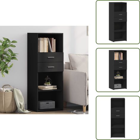 The Living Store Highboard Schwarz 45x42,5x124 cm Holzwerkstoff - Schreibtisch - Regal - Wohnzimmer Dekoration - Holz Sideboard - Hochbord Schwarz (1/5)