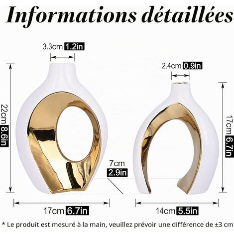 Ceramic Vase White and Gold Modern Decorative Vase Home Living Room Table (1/4)