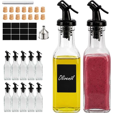 12 glass oil bottles with pourers and labels set 229384433 (1/5)