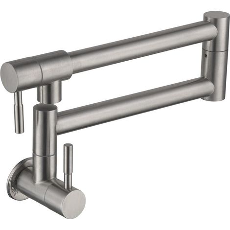Robinet Pliable Cuisine Montage Mural Pot Remplisseur Évier Rotatif à 360 Degrés Robinet Mitigeur Eau Froide pour Cuisine Mitigeur Monotrou Deux Poignées (1/5)