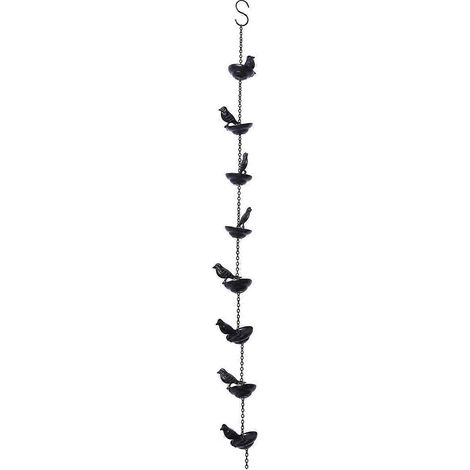Chaîne de pluie Mobile Oiseaux sur Tasses, Chaînes de pluie pour gouttières, 9 x 7 x 80 cm (1/5)