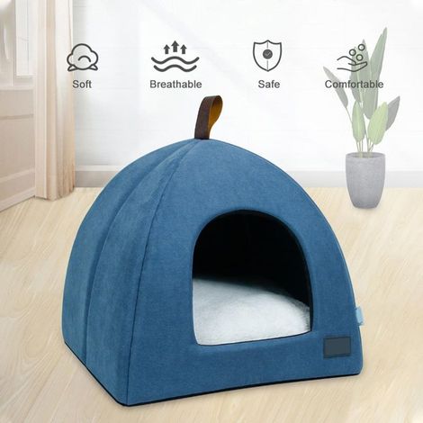 Bed foldable for chat, home breathable, tent indoor for dog with mat (gray, size M) (1/5)