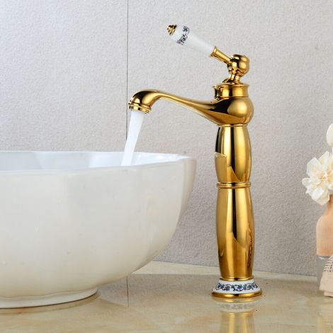 Robinet de salle de bains rétro antique lavabo monocommande robinet mélangeur (1/5)