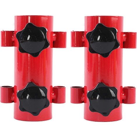 Ensemble de 2 poteaux de support pour tente de camping, résistants au vent et réglables, avec tubes fixes - Rouge (1/5)