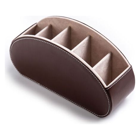 Support de télécommande en cuir synthétique, organiseur multifonction avec 5 compartiments, boîte de rangement pour télécommandes TV, crayons, pinceaux de maquillage (1/4)
