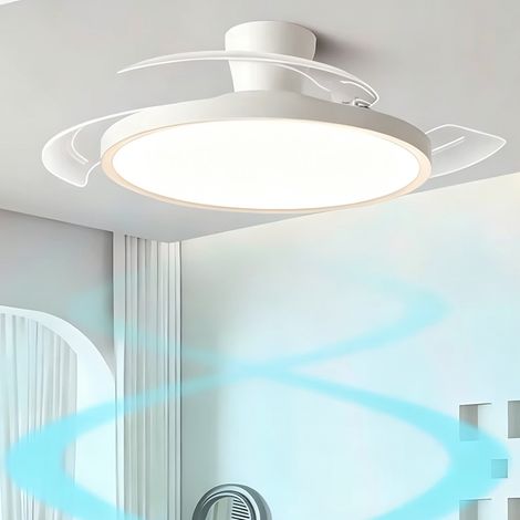 Ventilateur de Plafond LED avec Télécommande, Pales Rétractables, Lumière Dimmable, Plafonnier Ventilateur Moderne pour Chambre, Salon et Salle à Manger (1/5)